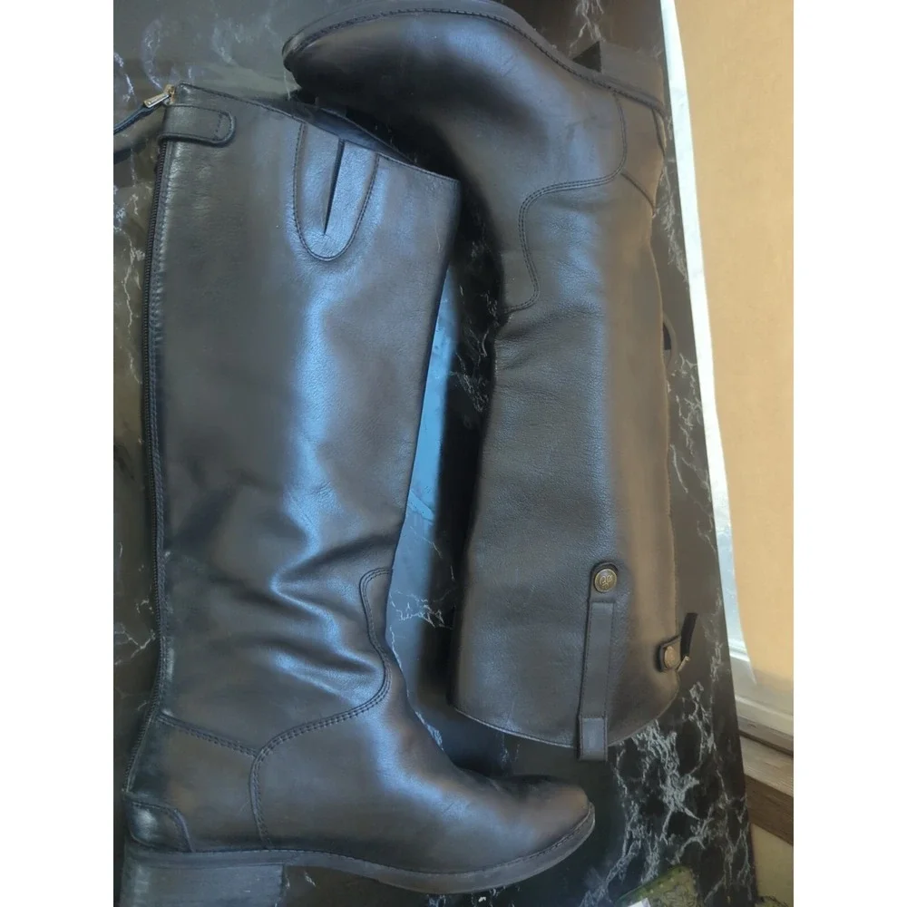 Sam Edelman Women Penny  Leather Anthropologie Equestrian Black Leather Boots 8M